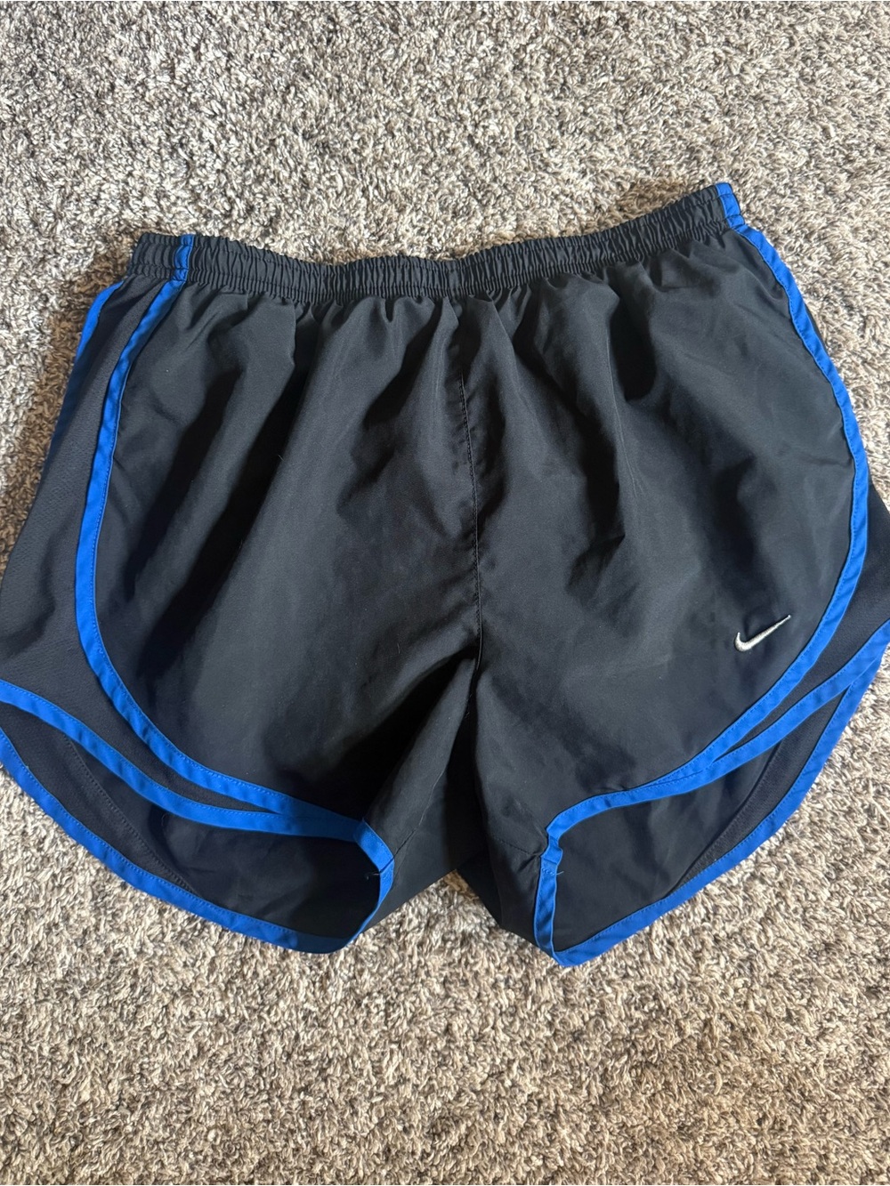 Nike Dri Fit Black Athletic Shorts with Blue Trim